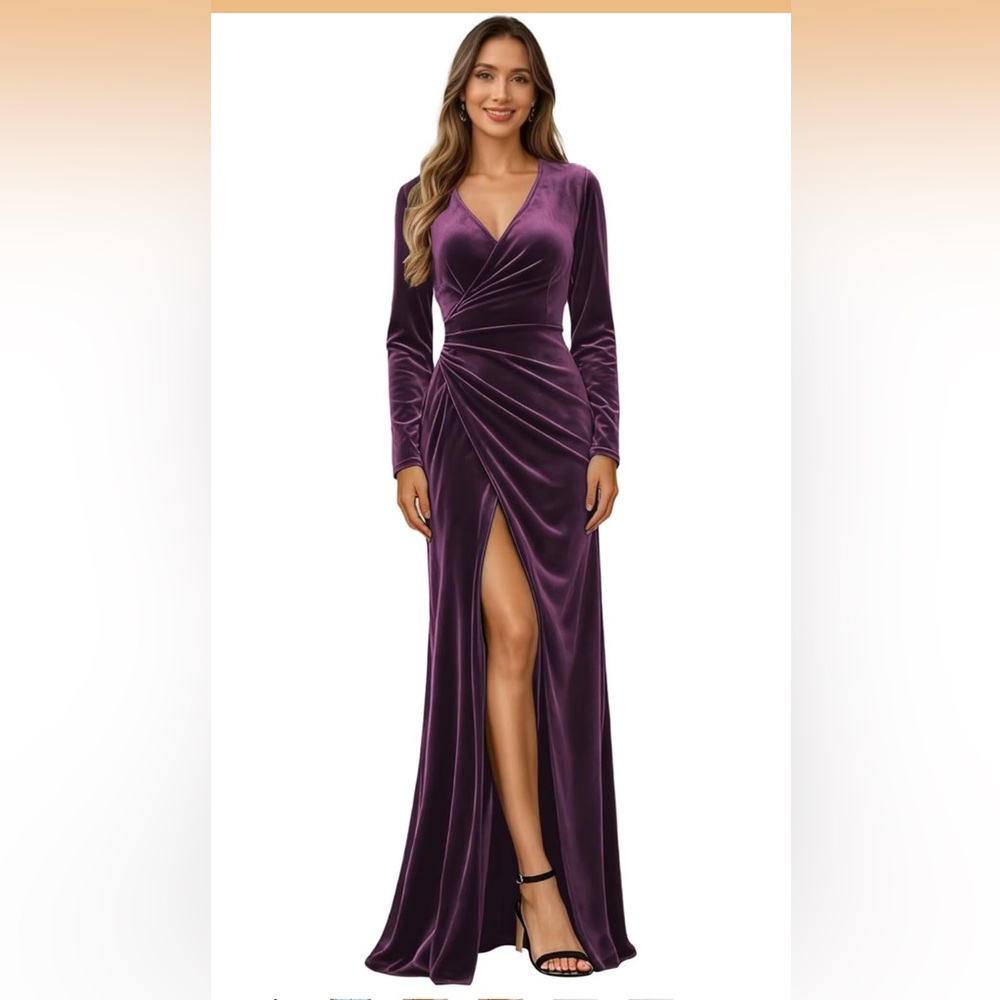 Elegant Purple Velvet Evening Gown